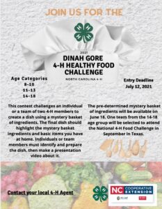 Cover photo for Dinah Gore 4-H Healthy Food Challenge 2021