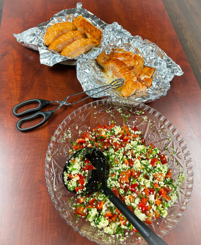 Salmon with Cauliflower Tabbouleh Salad