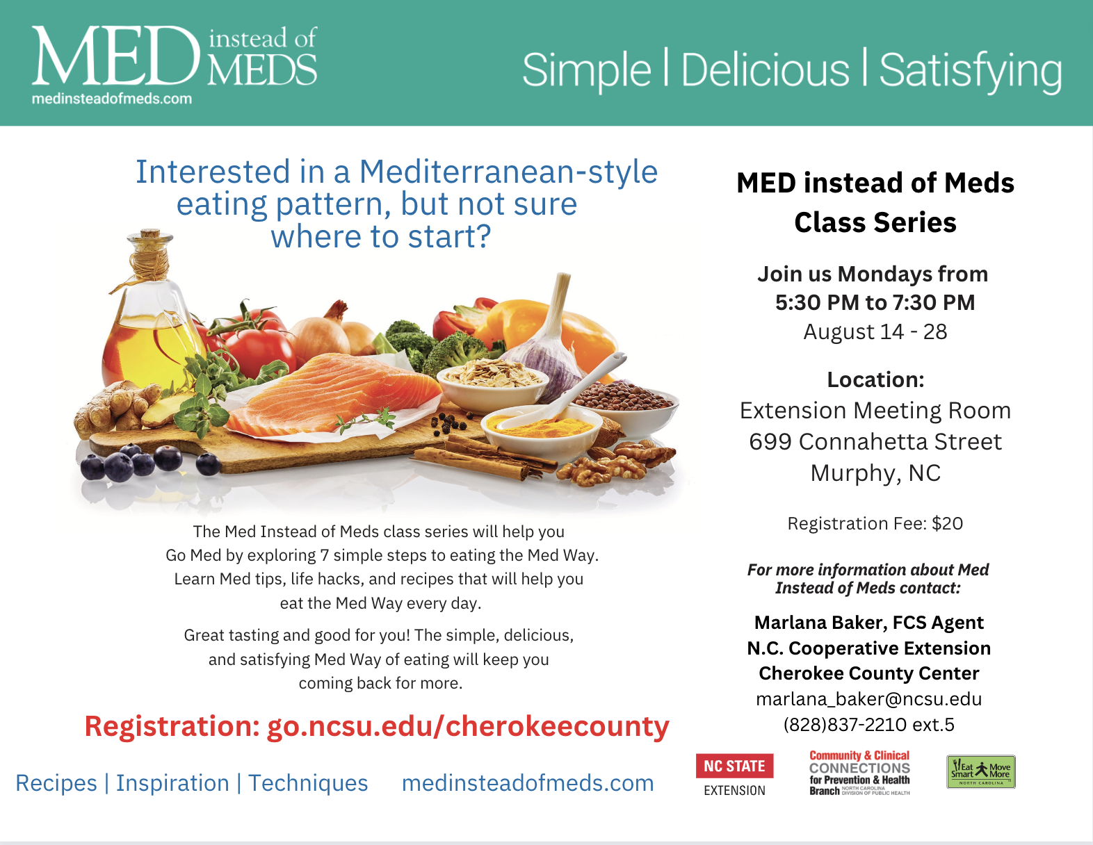 MED instead of Meds Class Series, Register at go.ncsu.edu/cherokeecounty