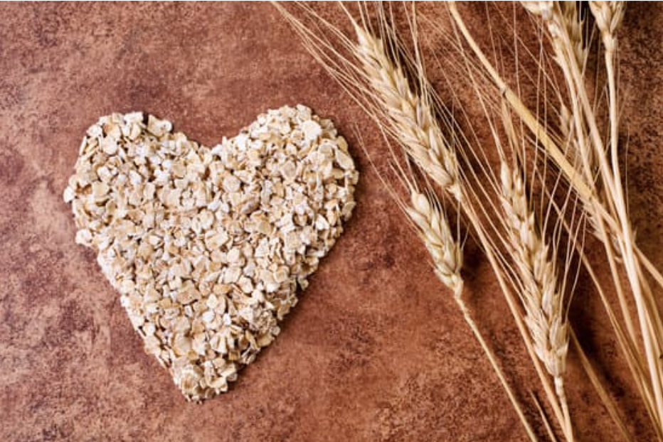 Oats layed out to form a heart shape 