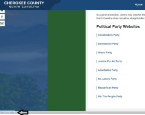 A screen shot from the Board of Elections website showing a preview of an external link.