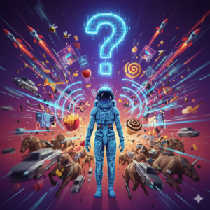 An overstimulated and somewhat confused astronaut hurtles through space while avoiding cosmic debris.